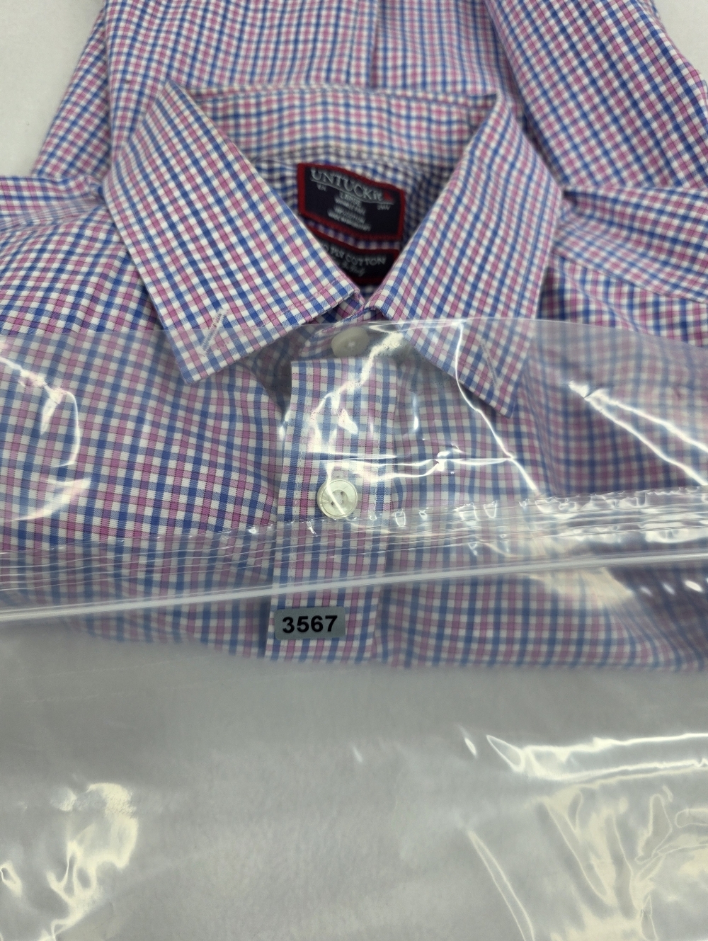 UNTUCKit Men's Checked Button Down Shirt Pink Blue Size Large CP-3567 - Picture 10 of 10